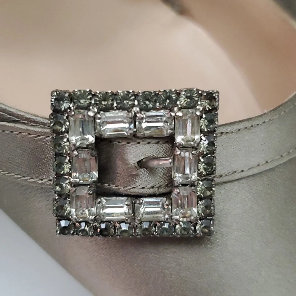 VTG Manolo Blahnik Crystal Satin Slingbacks in box- Carolyne 90s Mary Jane Esque - Picture 14 of 17